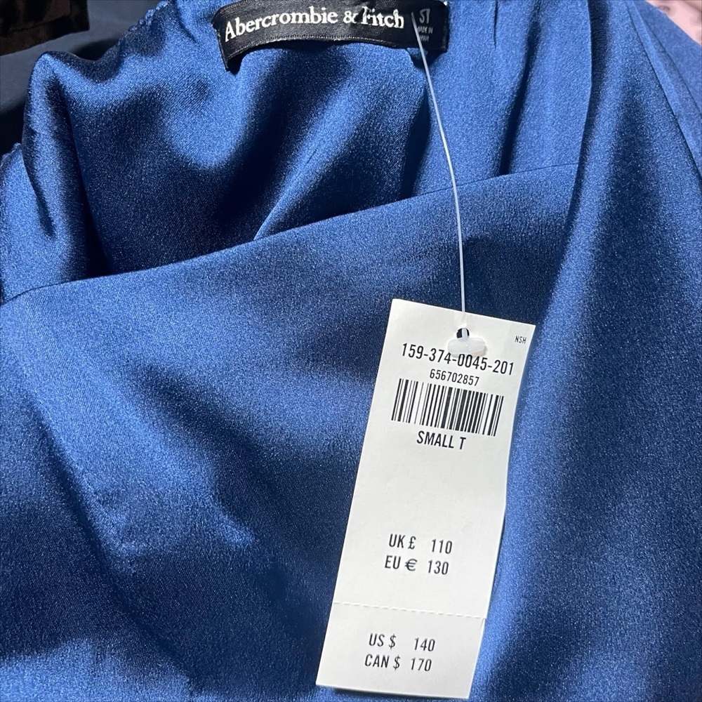 Abercrombie & Fitch Royal Blue Satin Pleated Maxi Dress - Picture 5 of 5